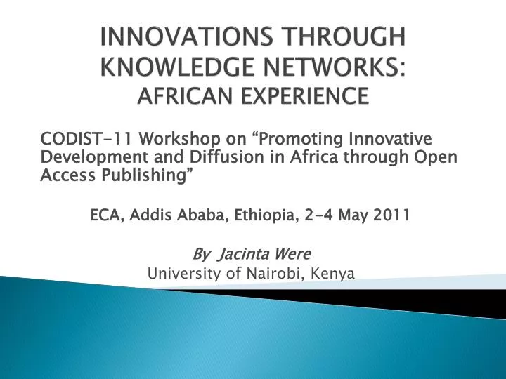 innovations through knowledge networks african experience