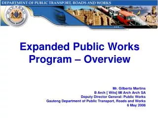 Expanded Public Works Program – Overview
