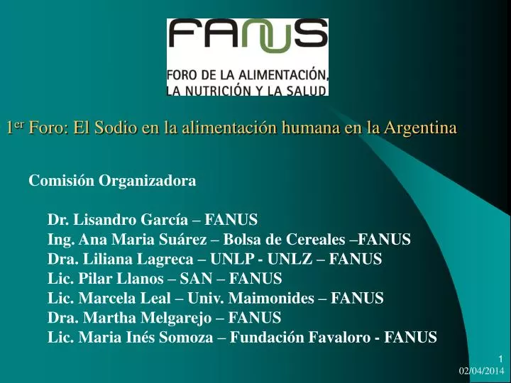 1 er foro el sodio en la alimentaci n humana en la argentina