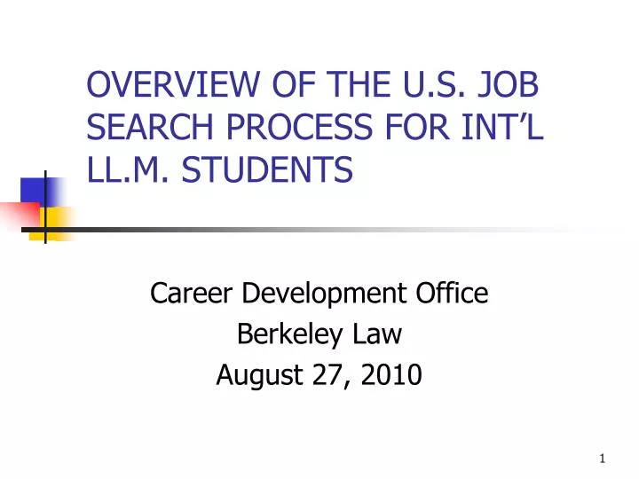 overview of the u s job search process for int l ll m students