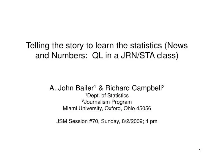 telling the story to learn the statistics news and numbers ql in a jrn sta class
