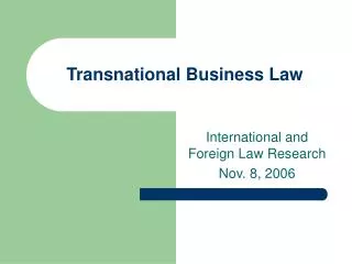 Transnational Business Law