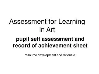 Assessment for Learning in Art