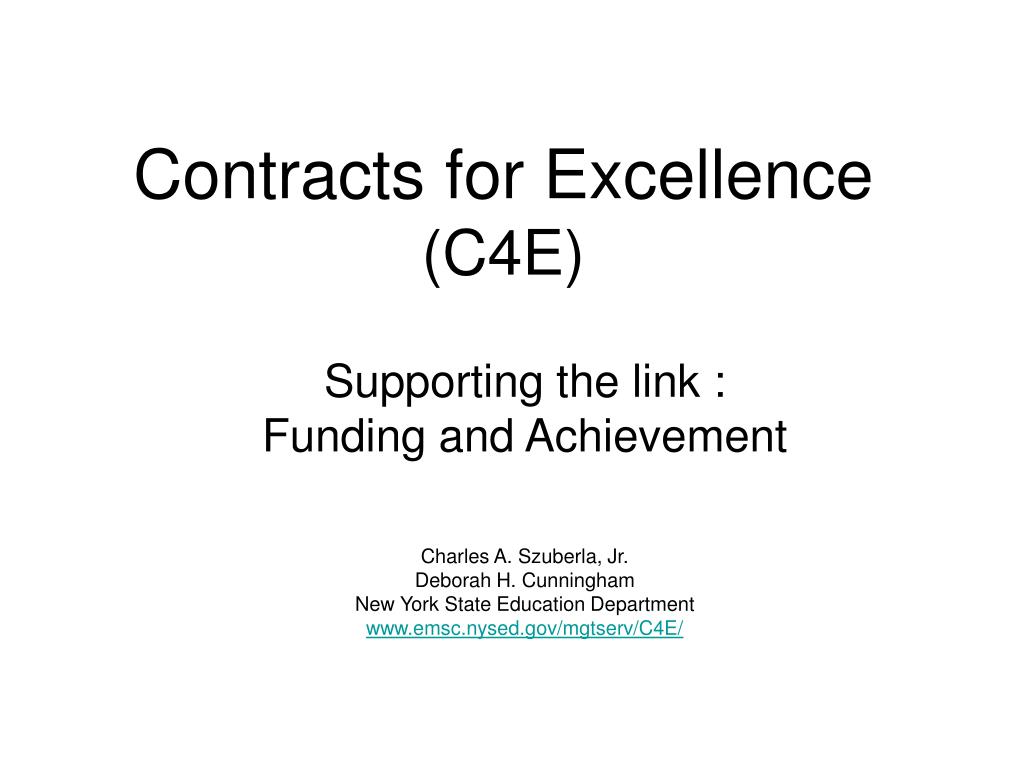 PPT - Contracts for Excellence (C4E) PowerPoint Presentation, free ...