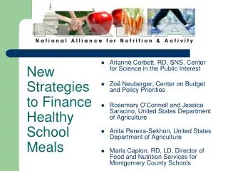 New Strategies to Finance Healthy School Meals