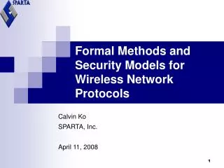 Formal Methods and Security Models for Wireless Network Protocols