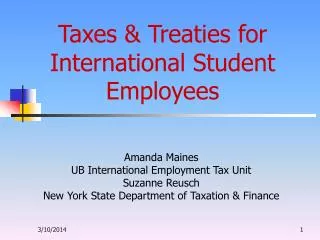 Taxes &amp; Treaties for International Student Employees