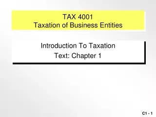 TAX 4001 Taxation of Business Entities