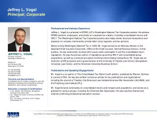 Jeffrey L. Vogel Principal, Corporate
