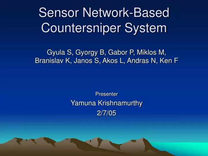 sensor network based countersniper system