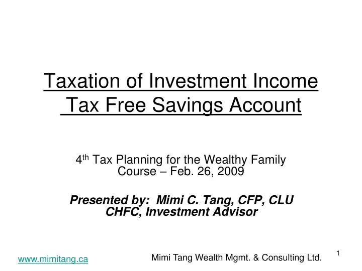 taxation of investment income tax free savings account