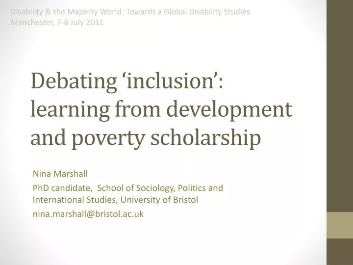 debating inclusion learning from development and poverty scholarship