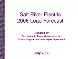Salt River Electric 2006 Load Forecast