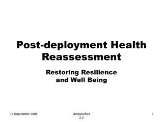 Post-deployment Health Reassessment
