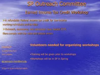 SP Outreach Committee Earned Income Tax Credit Workshop