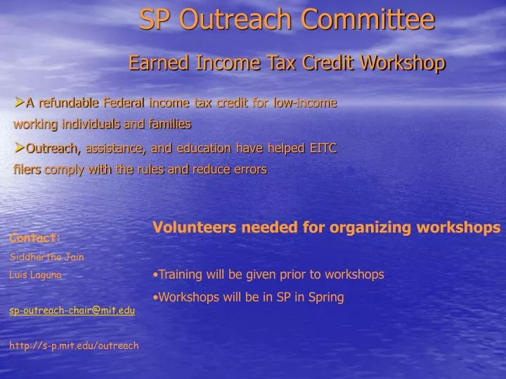 sp outreach committee earned income tax credit workshop