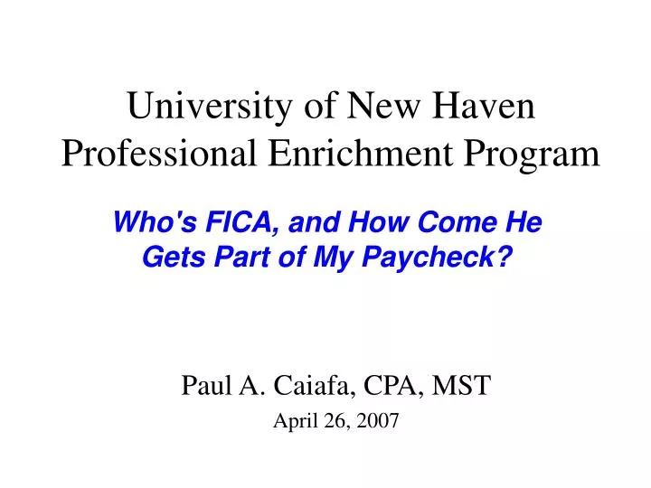 university of new haven professional enrichment program