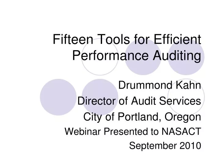 fifteen tools for efficient performance auditing