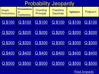 Probability Jeopardy