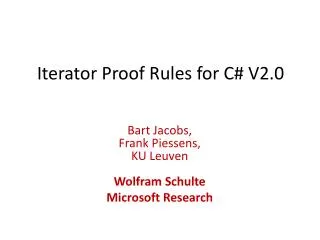 Iterator Proof Rules for C# V2.0