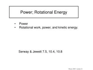 Power; Rotational Energy