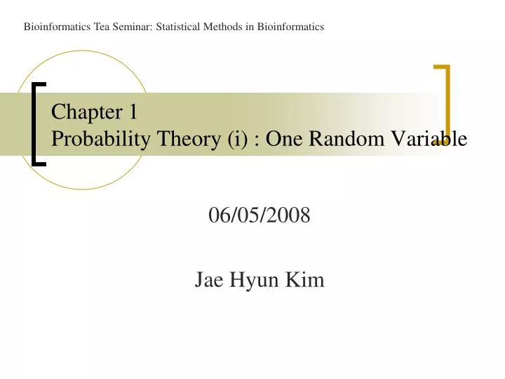 chapter 1 probability theory i one random variable