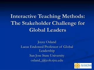 Interactive Teaching Methods: The Stakeholder Challenge for Global Leaders