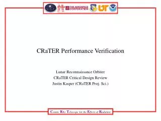 CRaTER Performance Verification