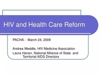 HIV and Health Care Reform
