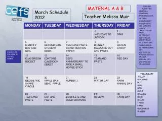 March Schedule 2012
