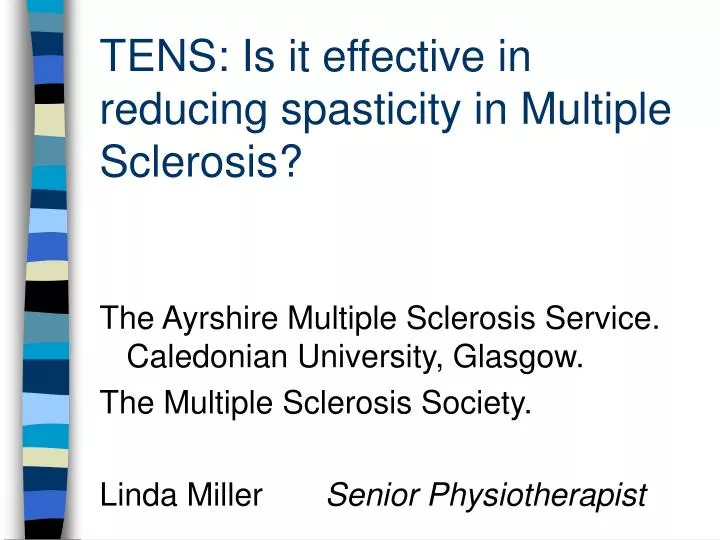 tens is it effective in reducing spasticity in multiple sclerosis