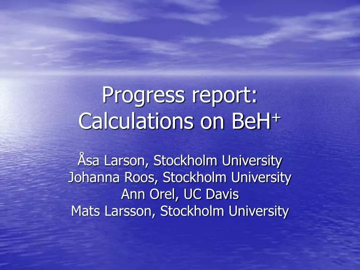 progress report calculations on beh