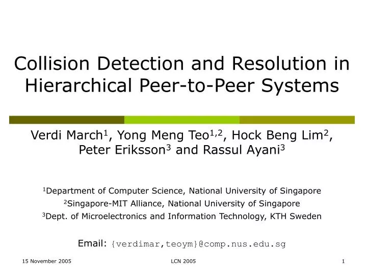 collision detection and resolution in hierarchical peer to peer systems