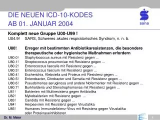 DIE NEUEN ICD-10-KODES AB 01. JANUAR 2004