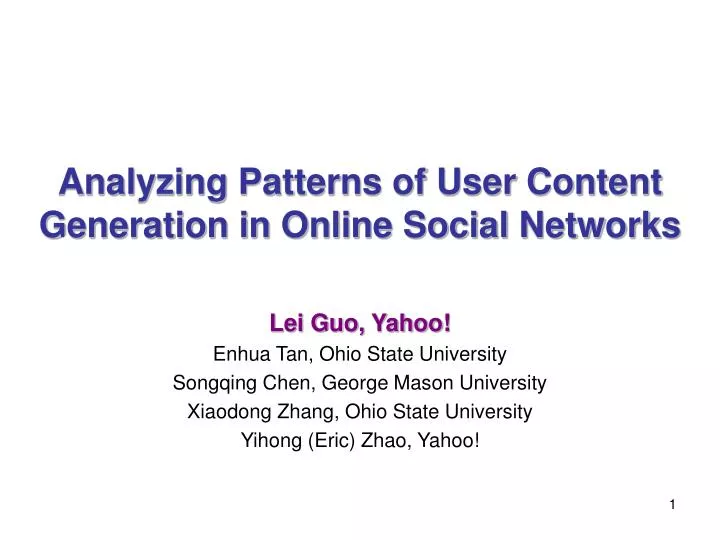 analyzing patterns of user content generation in online social networks