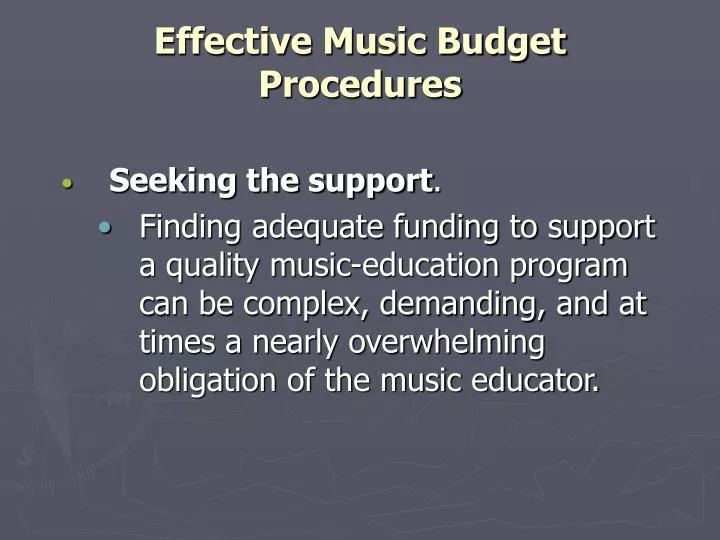 effective music budget procedures