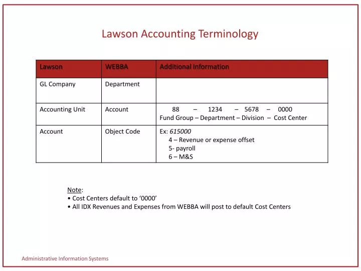 lawson accounting terminology