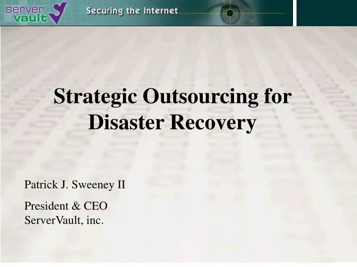 strategic outsourcing for disaster recovery
