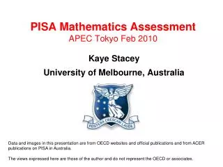 PISA Mathematics Assessment APEC Tokyo Feb 2010