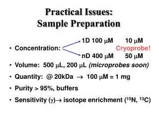 Practical Issues: Sample Preparation