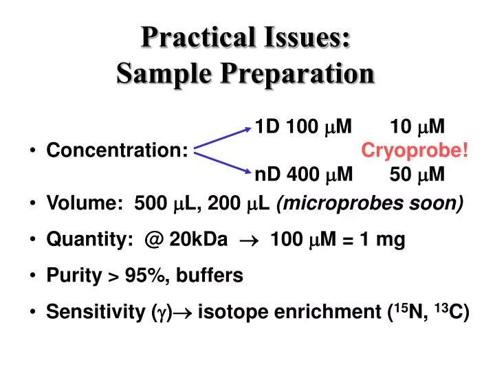 practical issues sample preparation