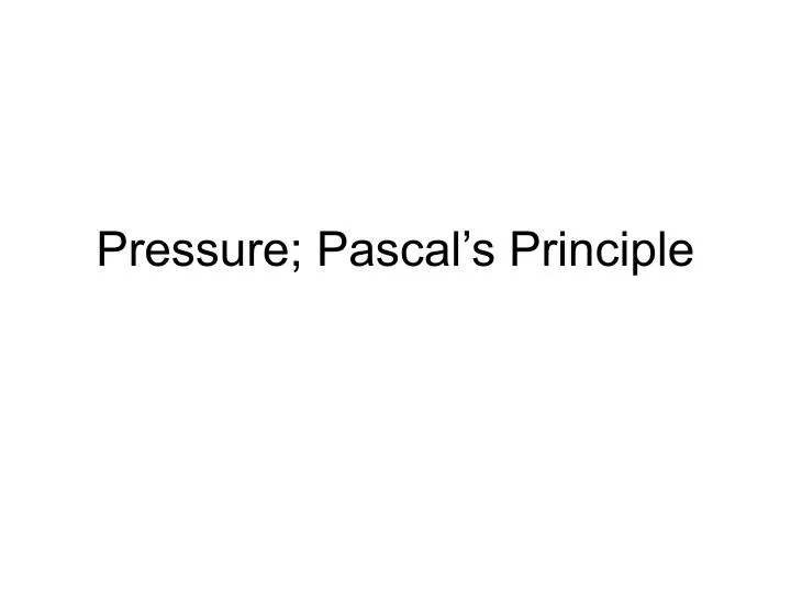 pressure pascal s principle