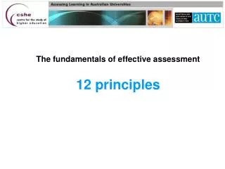 The fundamentals of effective assessment 12 principles