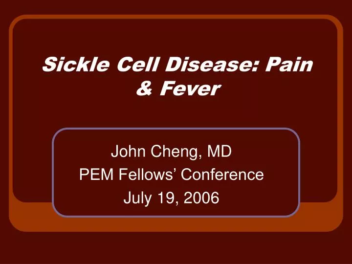 sickle cell disease pain fever
