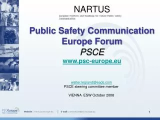 NARTUS Public Safety Communication Europe Forum PSCE www.psc-europe.eu