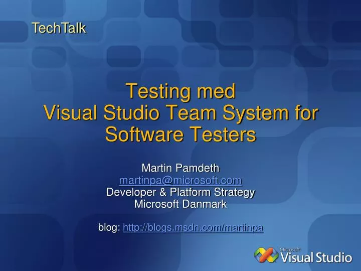 testing med visual studio team system for software testers