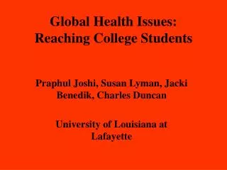 Global Health Issues: Reaching College Students