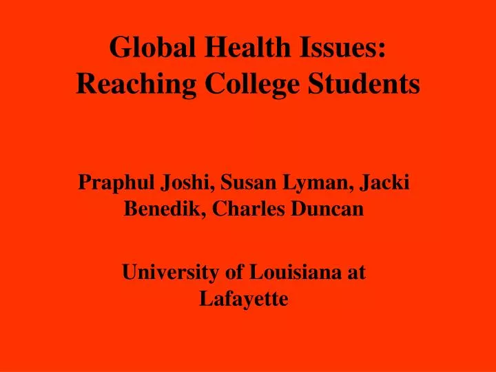 global health issues reaching college students