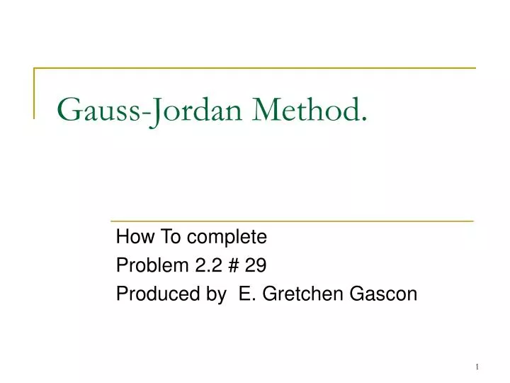 gauss jordan method