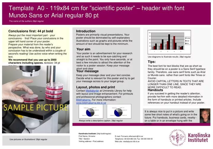 template a0 119x84 cm for scientific poster header with font mundo sans or arial regular 80 pt